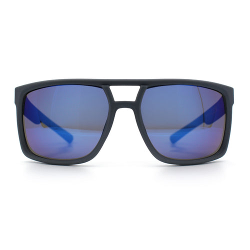 Mens Color Mirror Mobster Racer Flat Top Plastic Rectangle Sunglasses