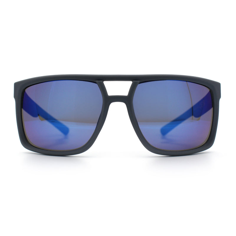 Mens Color Mirror Mobster Racer Flat Top Plastic Rectangle Sunglasses