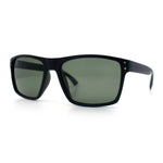 Mens Tempered Glass Lens Rectangle Sport Horn Rim Plastic Sunglasses