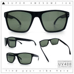Mens Tempered Glass Lens Rectangle Sport Horn Rim Plastic Sunglasses