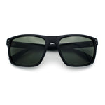 Mens Tempered Glass Lens Rectangle Sport Horn Rim Plastic Sunglasses