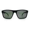 Mens Tempered Glass Lens Rectangle Sport Horn Rim Plastic Sunglasses