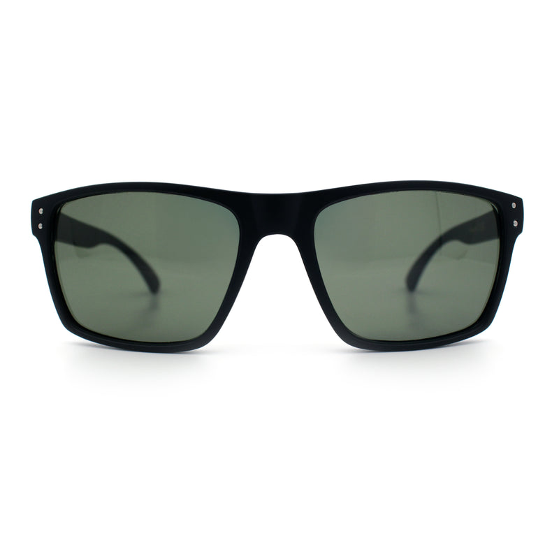 Mens Tempered Glass Lens Rectangle Sport Horn Rim Plastic Sunglasses