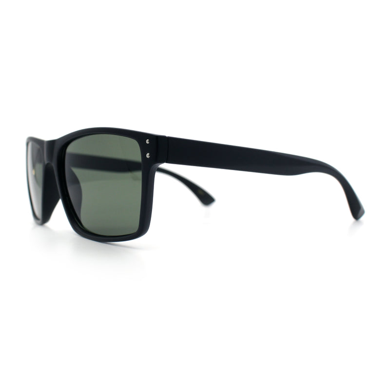 Mens Tempered Glass Lens Rectangle Sport Horn Rim Plastic Sunglasses