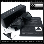 Mens Tempered Glass Lens Rectangle Sport Horn Rim Plastic Sunglasses