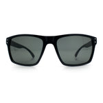 Mens Tempered Glass Lens Rectangle Sport Horn Rim Plastic Sunglasses