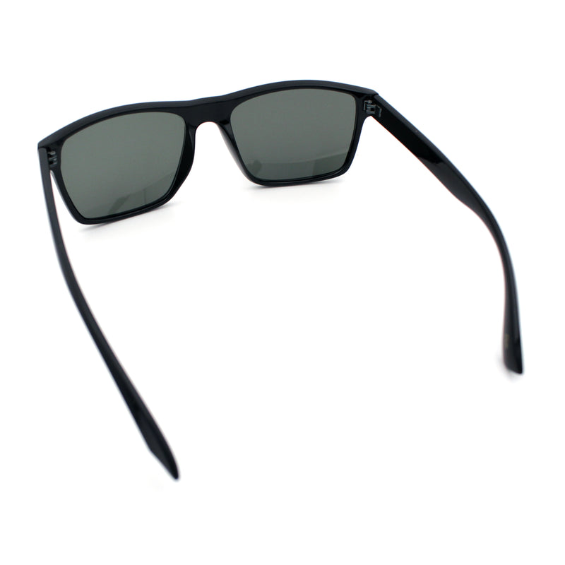 Mens Tempered Glass Lens Rectangle Sport Horn Rim Plastic Sunglasses