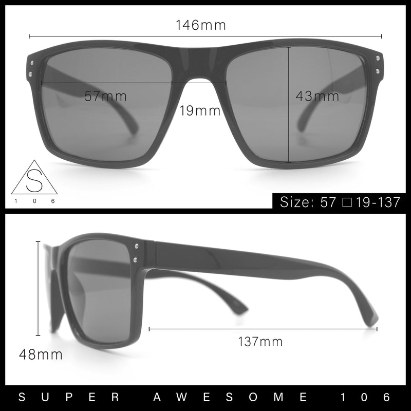 Mens Tempered Glass Lens Rectangle Sport Horn Rim Plastic Sunglasses