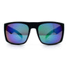 Mens Color Mirror Soft Matte Flat Top Sport Horn Rim Rectangle Sunglasses