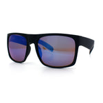 Mens Color Mirror Soft Matte Flat Top Sport Horn Rim Rectangle Sunglasses