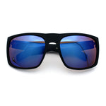 Mens Color Mirror Soft Matte Flat Top Sport Horn Rim Rectangle Sunglasses