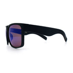 Mens Color Mirror Soft Matte Flat Top Sport Horn Rim Rectangle Sunglasses