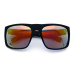 Mens Color Mirror Soft Matte Flat Top Sport Horn Rim Rectangle Sunglasses