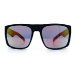 Mens Color Mirror Soft Matte Flat Top Sport Horn Rim Rectangle Sunglasses