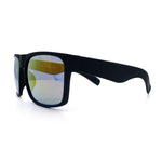 Mens Color Mirror Soft Matte Flat Top Sport Horn Rim Rectangle Sunglasses