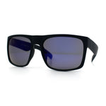 Mens Color Mirror Soft Matte Flat Top Sport Horn Rim Rectangle Sunglasses