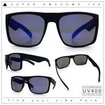 Mens Color Mirror Soft Matte Flat Top Sport Horn Rim Rectangle Sunglasses