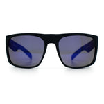 Mens Color Mirror Soft Matte Flat Top Sport Horn Rim Rectangle Sunglasses