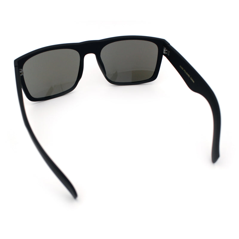 Mens Color Mirror Soft Matte Flat Top Sport Horn Rim Rectangle Sunglasses