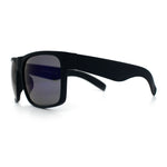 Mens Color Mirror Soft Matte Flat Top Sport Horn Rim Rectangle Sunglasses