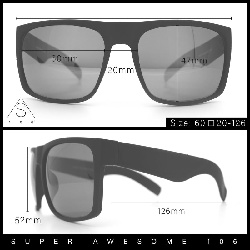 Mens Color Mirror Soft Matte Flat Top Sport Horn Rim Rectangle Sunglasses
