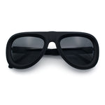 Mens Retro Mobster Cupped Thick Plastic Windbreak Racer Oversized Sunglasses