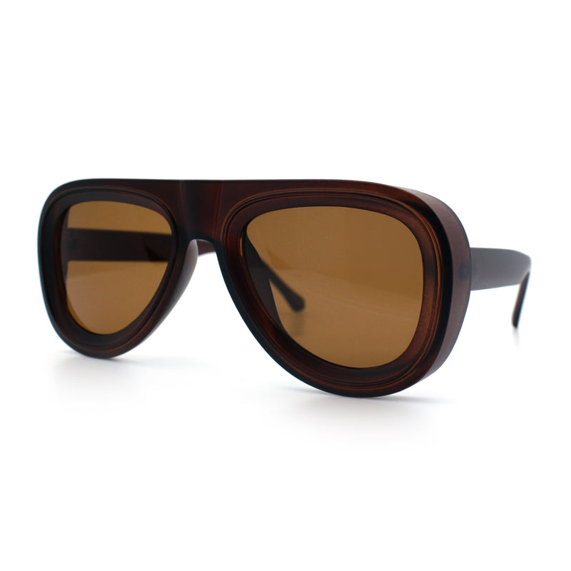 Mens Retro Mobster Cupped Thick Plastic Windbreak Racer Oversized Sunglasses