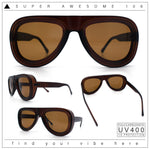 Mens Retro Mobster Cupped Thick Plastic Windbreak Racer Oversized Sunglasses