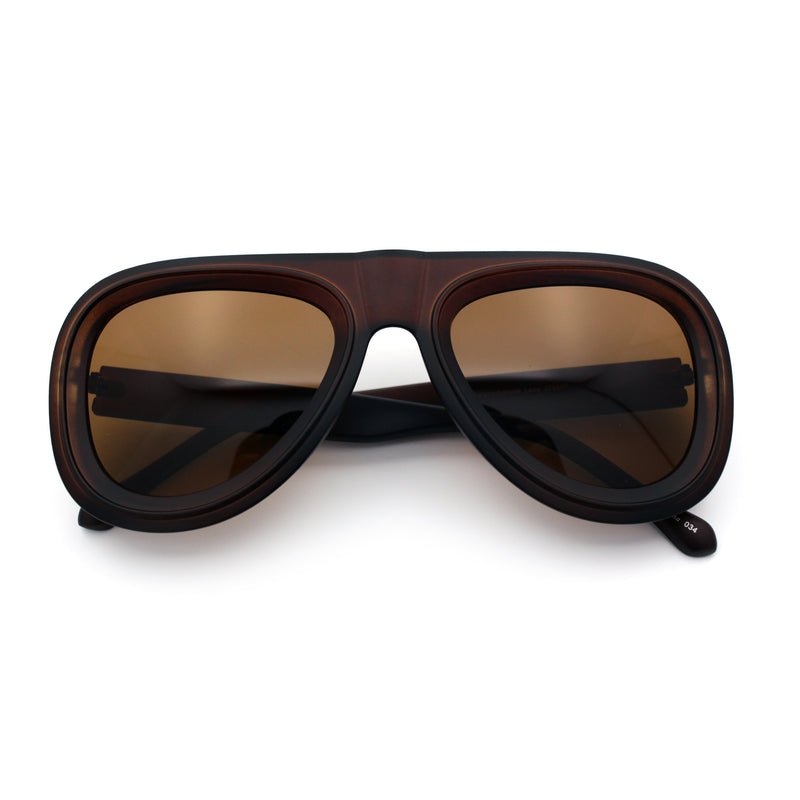 Mens Retro Mobster Cupped Thick Plastic Windbreak Racer Oversized Sunglasses