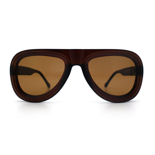 Mens Retro Mobster Cupped Thick Plastic Windbreak Racer Oversized Sunglasses