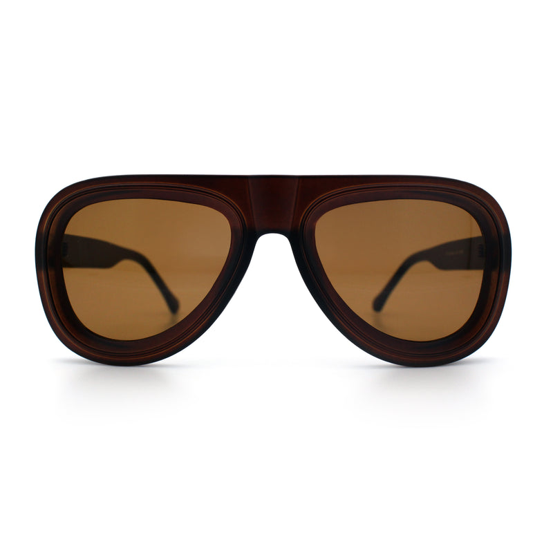 Mens Retro Mobster Cupped Thick Plastic Windbreak Racer Oversized Sunglasses