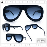 Mens Retro Mobster Cupped Thick Plastic Windbreak Racer Oversized Sunglasses