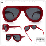 Mens Retro Mobster Cupped Thick Plastic Windbreak Racer Oversized Sunglasses