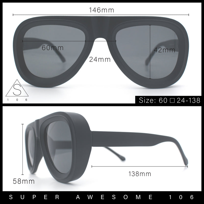 Mens Retro Mobster Cupped Thick Plastic Windbreak Racer Oversized Sunglasses