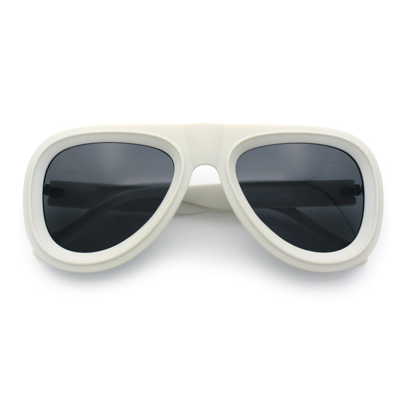 Mens Retro Mobster Cupped Thick Plastic Windbreak Racer Oversized Sunglasses