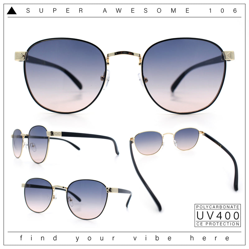 Boho Normcore Windsor Metal Rim Rectangular Round Hipster Sunglasses