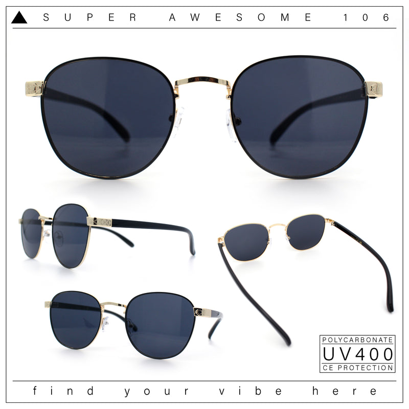 Boho Normcore Windsor Metal Rim Rectangular Round Hipster Sunglasses