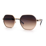Luxury Gangster Octagonal Retro Refined Gentlemans Metal Rim Sunglasses