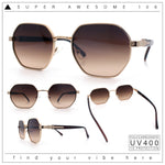 Luxury Gangster Octagonal Retro Refined Gentlemans Metal Rim Sunglasses