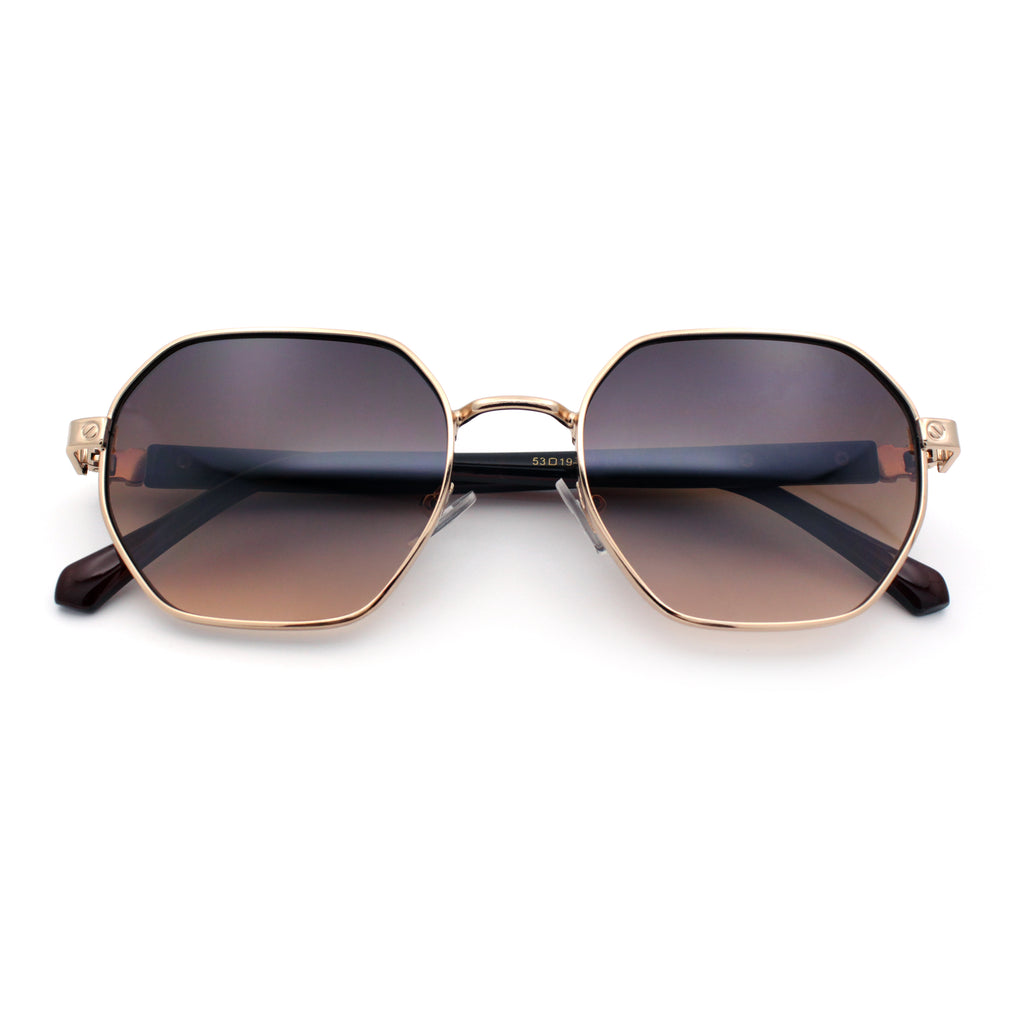 Luxury Gangster Octagonal Retro Refined Gentlemans Metal Rim Sunglasses