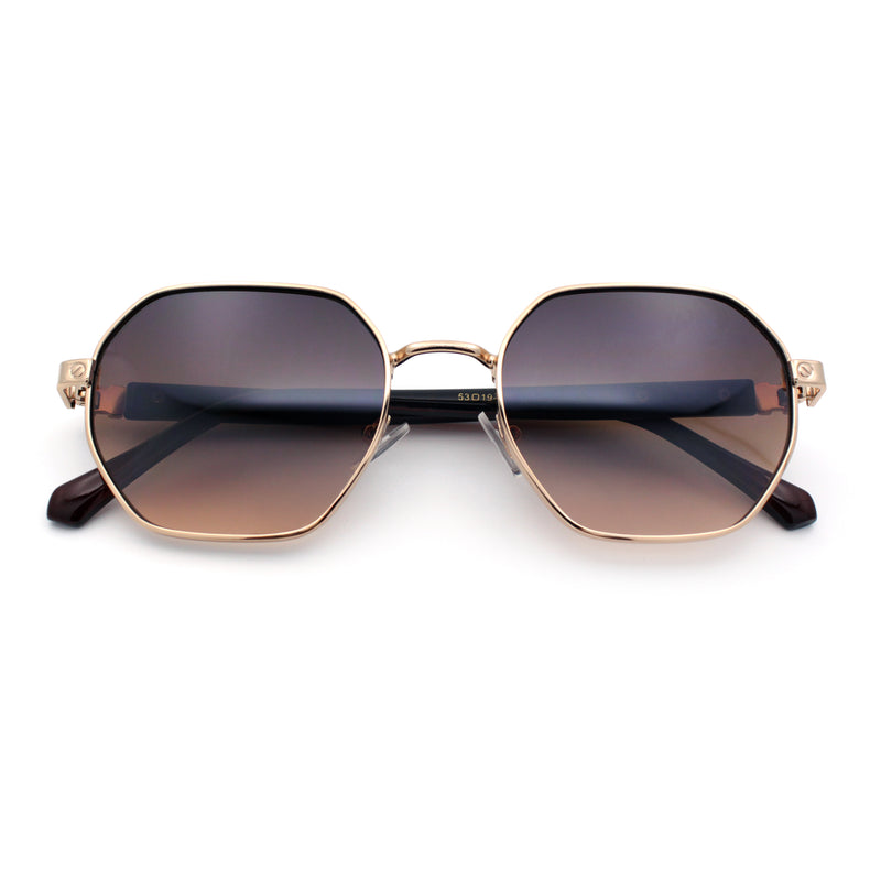 Luxury Gangster Octagonal Retro Refined Gentlemans Metal Rim Sunglasses