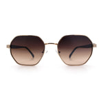 Luxury Gangster Octagonal Retro Refined Gentlemans Metal Rim Sunglasses
