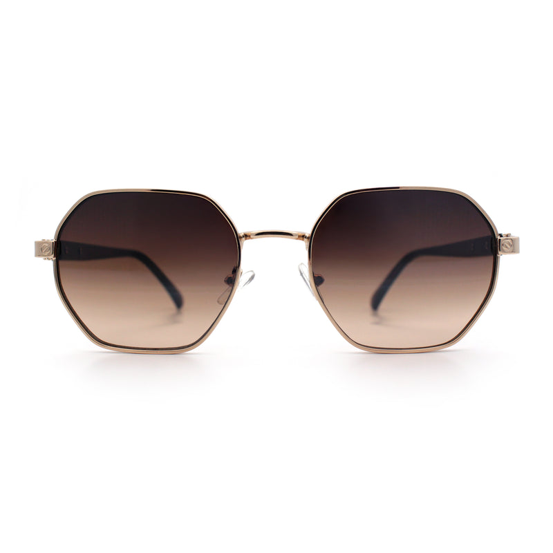 Luxury Gangster Octagonal Retro Refined Gentlemans Metal Rim Sunglasses