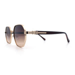 Luxury Gangster Octagonal Retro Refined Gentlemans Metal Rim Sunglasses