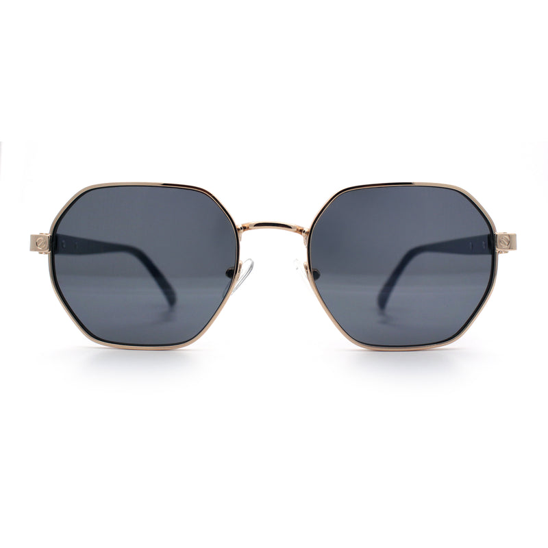Luxury Gangster Octagonal Retro Refined Gentlemans Metal Rim Sunglasses