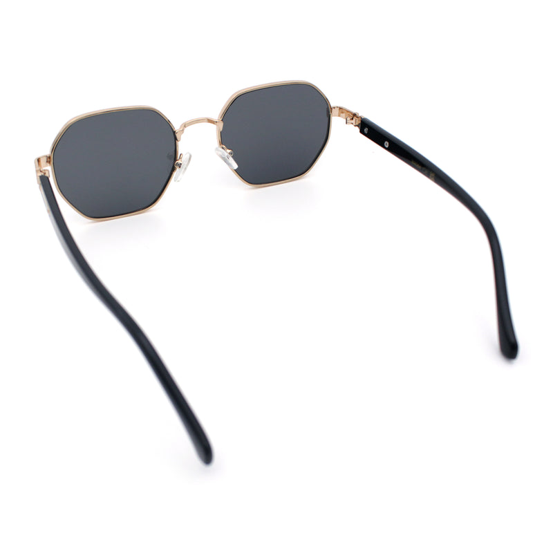 Luxury Gangster Octagonal Retro Refined Gentlemans Metal Rim Sunglasses