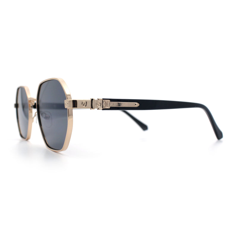 Luxury Gangster Octagonal Retro Refined Gentlemans Metal Rim Sunglasses