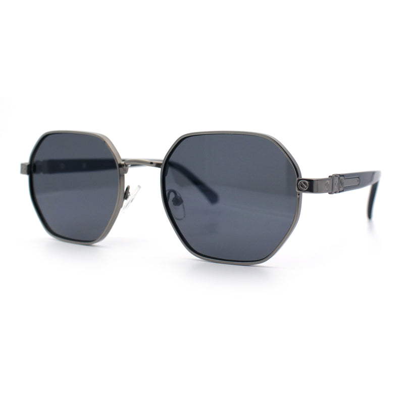Luxury Gangster Octagonal Retro Refined Gentlemans Metal Rim Sunglasses