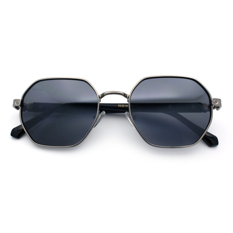 Luxury Gangster Octagonal Retro Refined Gentlemans Metal Rim Sunglasses