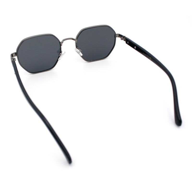 Luxury Gangster Octagonal Retro Refined Gentlemans Metal Rim Sunglasses